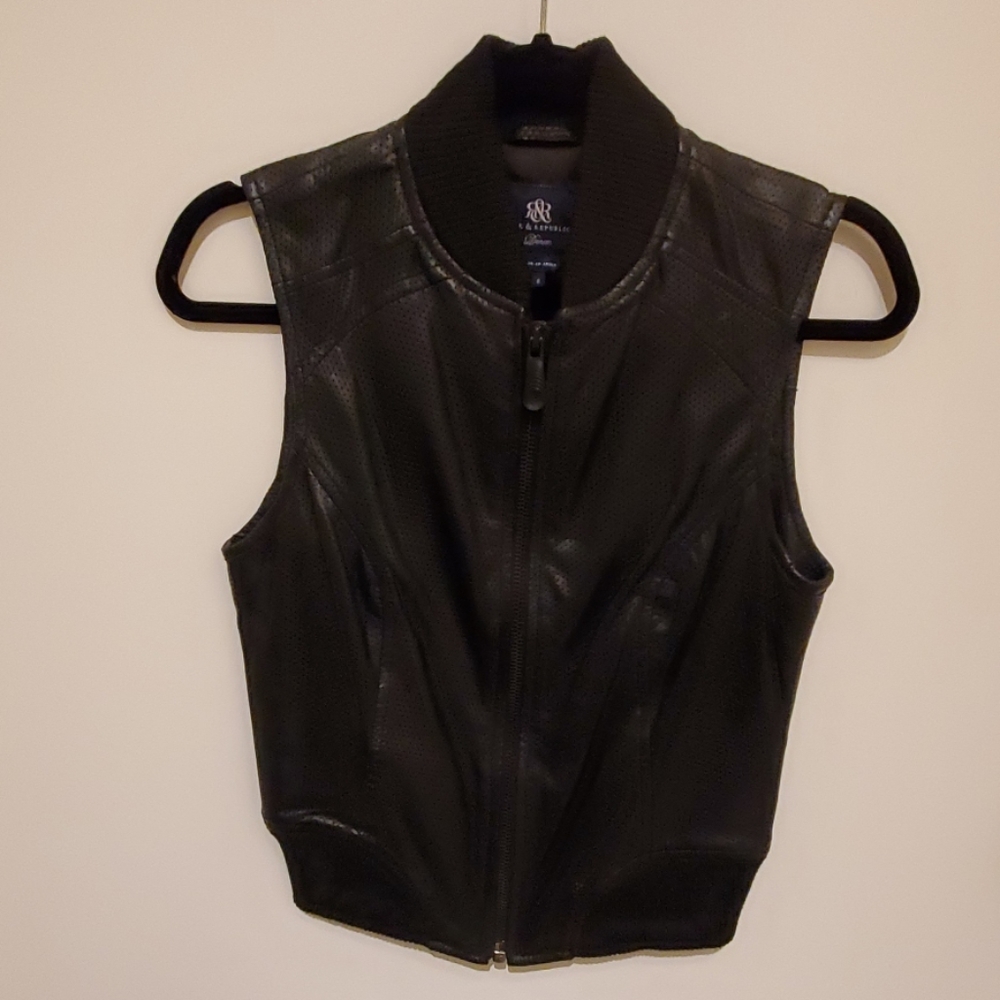 Leather rock and republic vest